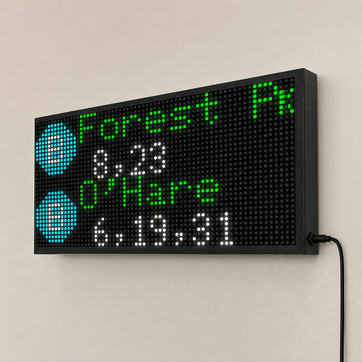 Wall-mounted Chicago 'L' clock showing CTA Blue Line arrivals to Forest Park and O'Hare