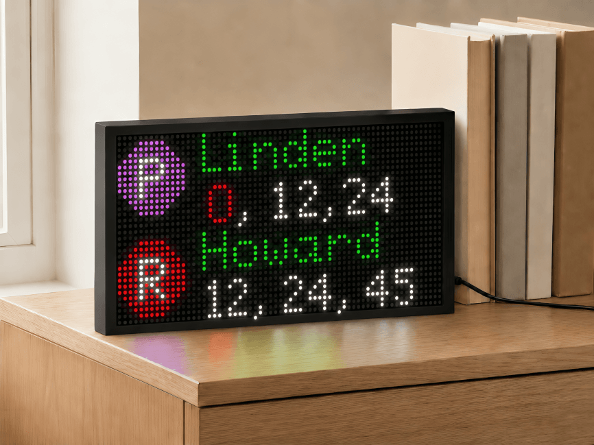 Next Train display showing two CTA lines at once — Purple Line and Red Line arrival times